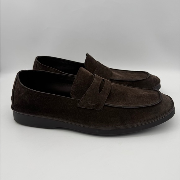 TOD’S Men’s Brown Calfskin Suede Loafers Size 11 Made in Italy $775 Retail
